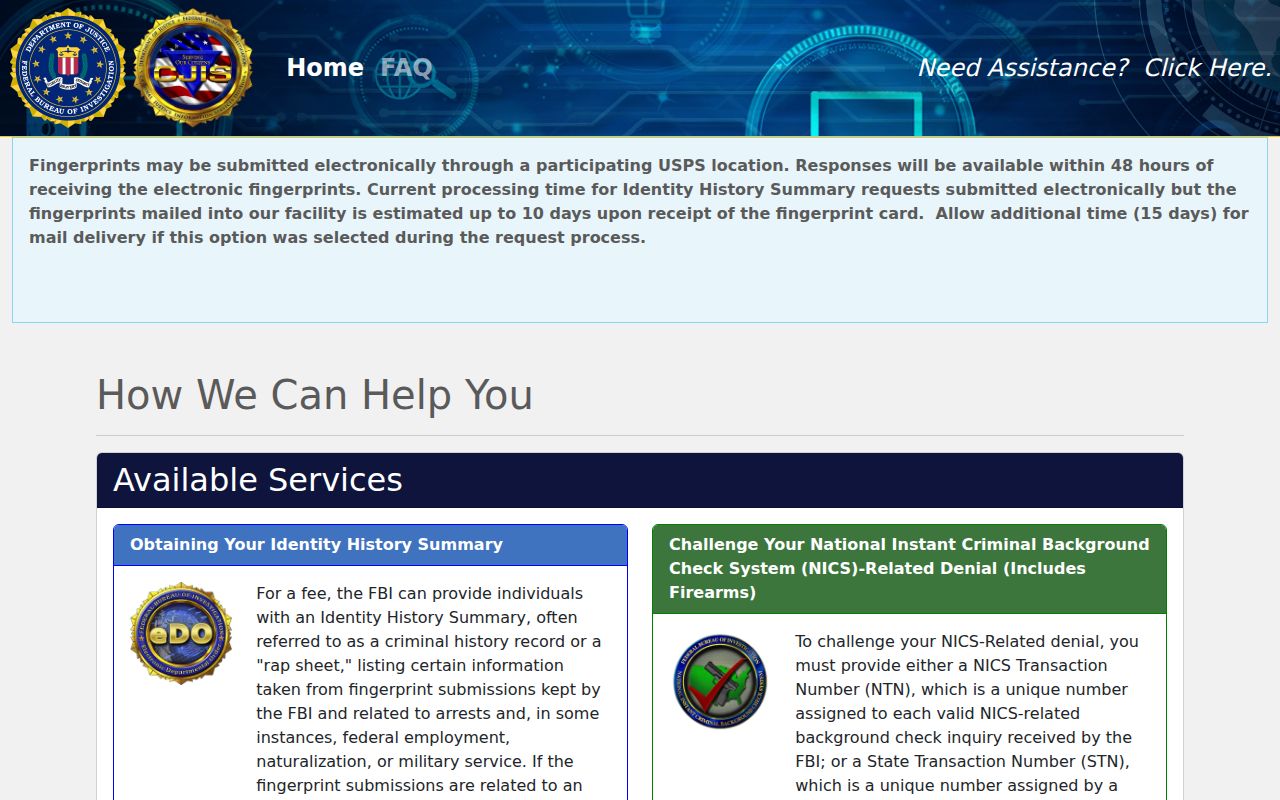 Franklin County arrest history FBI identity summary portal