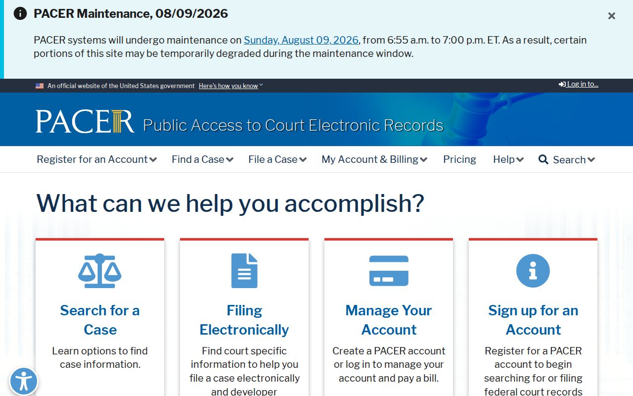 Federal court case portal for Franklin County criminal court research