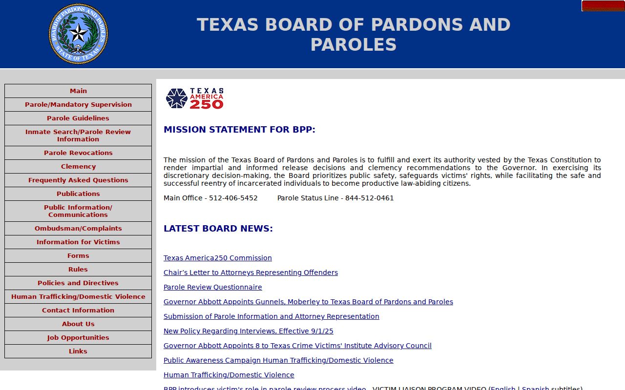 Texas parole board page distinguished from Franklin County sex offender registry records