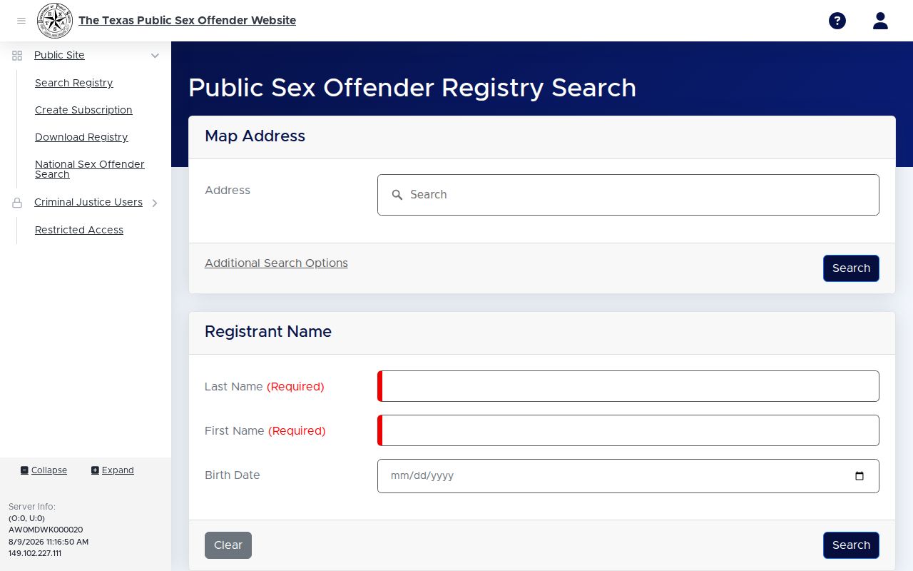 Franklin County sex offender registry name and location search form