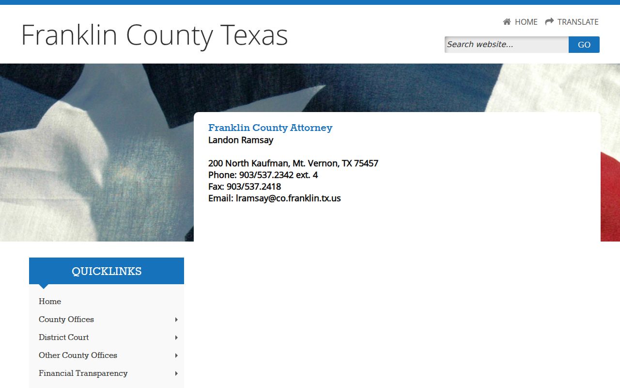 Franklin County criminal record prosecutor contact page