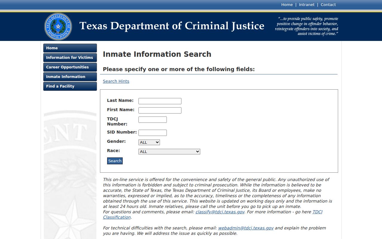 Franklin County criminal history TDCJ sentenced inmate lookup